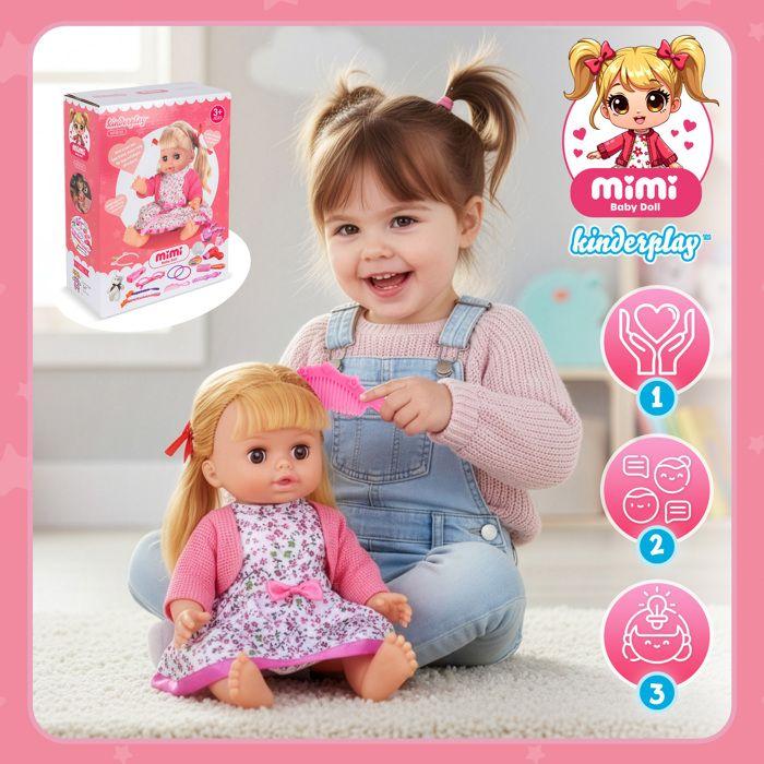 Кукла-младенец - Kinderplay MiMi KP2010 - 30 см - Интерактивные звуки - Аксессуары для волос