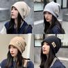 Coldproof Fleece Knit Beanies Thickened Letter Pullover Hats Harajuku Warm Cap  Female