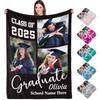 Custom Blanket with Picture Text-2025 Graduation Gifts for Her/Him-Graduation Tapestry Gifts for High School/College/Masters Etc
