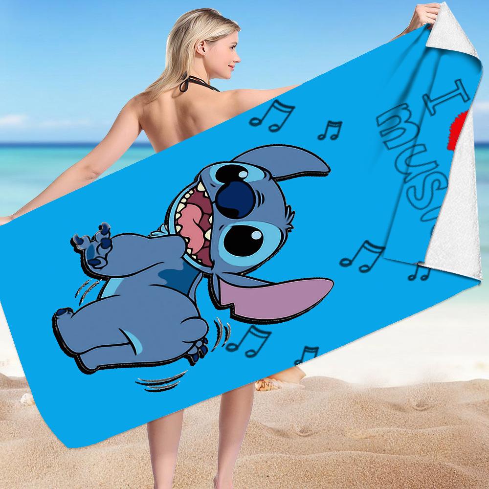 Stitch Zai Animation Beach Towel Microfiber Double-Sided Fleece Beach Towel Bath Towel Variety Square Towel Beach Towel