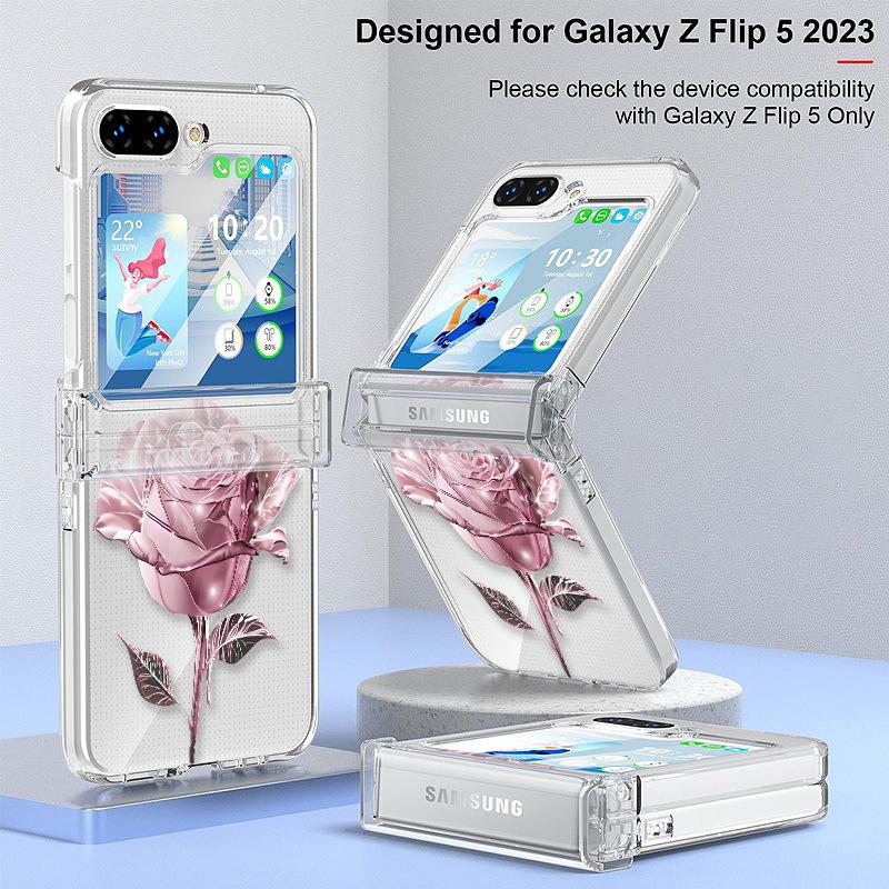 Samsung Z Flip 6 Кристально-розовый Прозрачный Складной Ударопрочный Чехол