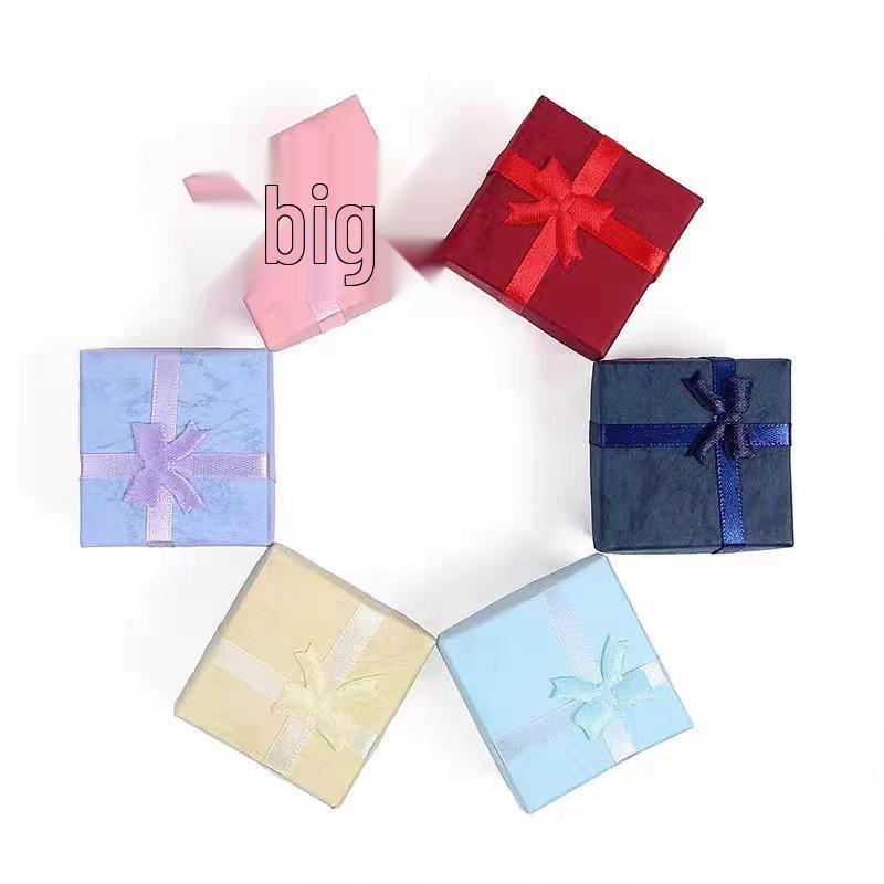 Французская ретро шкатулка для украшений 4x4: Печатная коробка из искусственной кожи с тканым бантом для женских колец.