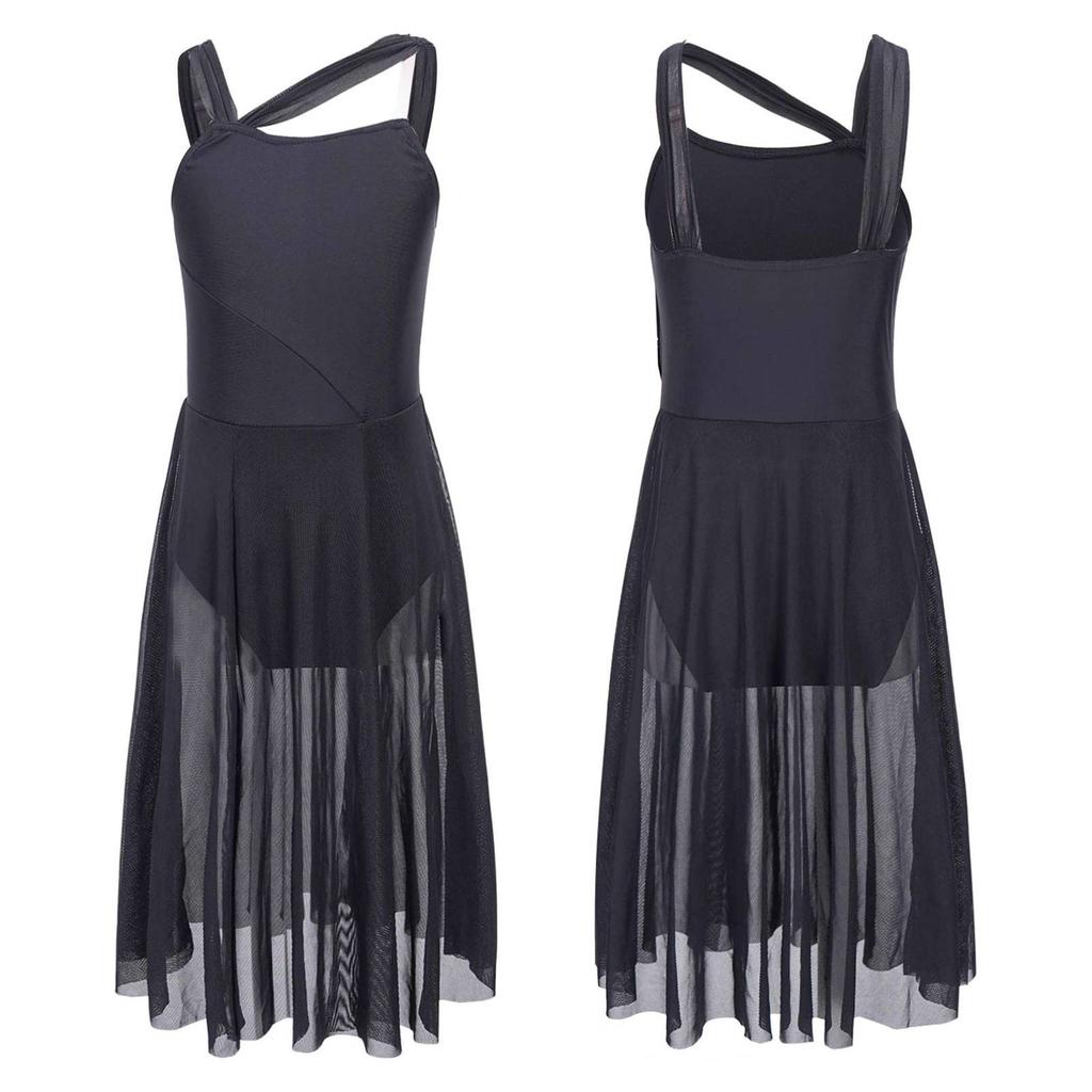 Лирическое танцевальное платье без рукавов с вырезом сзади для девочек, современные костюмы, одежда для балета, бальные платья