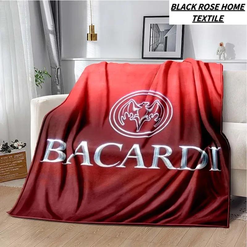 Fashionable Art Print Bacardi Rum Logo Blanket Family Bedroom Bed Sheet Outdoor Car Travel Camping Picnic Plush Sleeping Blanket
