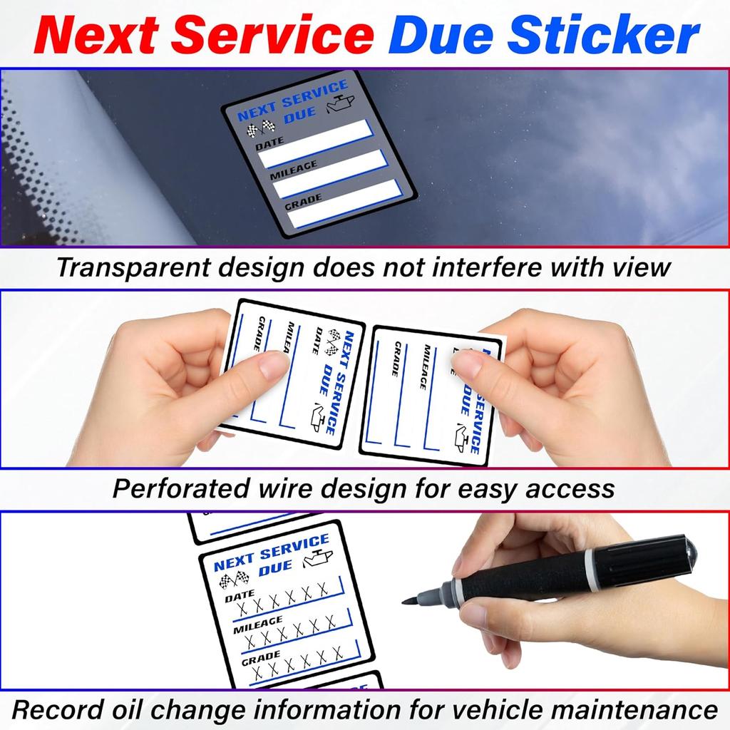 450 PCS Oil Change Stickers For Windshield, 2 Rolls  Oil Change Sticker, 2 X 2 Inches Next Service Due Sticker Labels, Removable Vinyl Stickers For