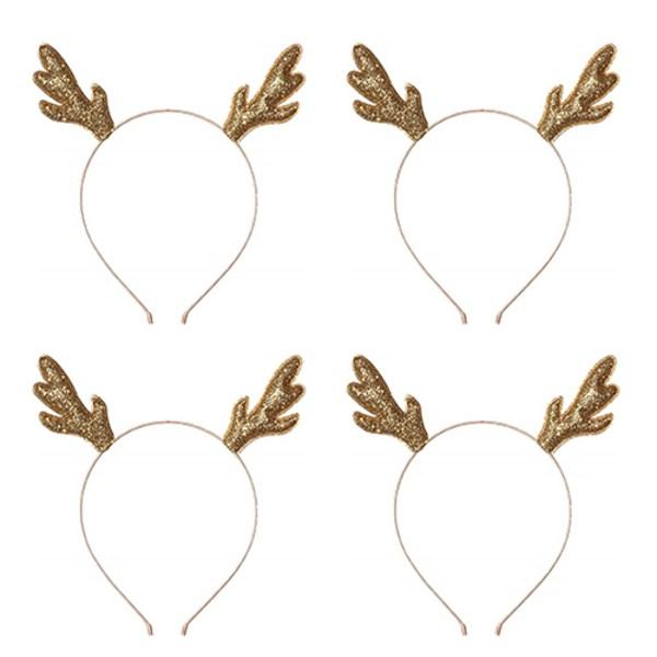 Rudolph's Minimalistic Look Completes with a Deer Antler Headband, Gold, 4 Pieces.