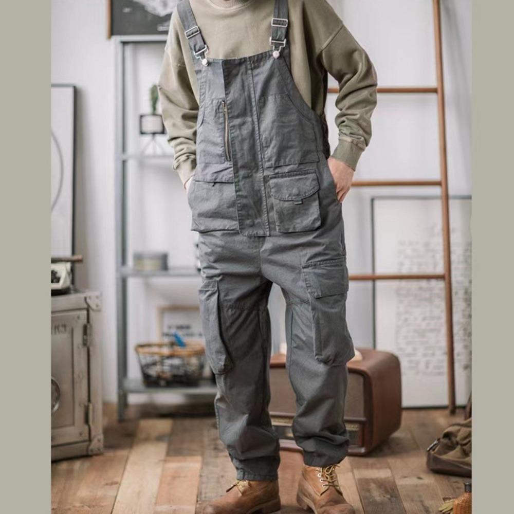 Свободные повседневные комбинезоны Мужские прямые комбинезоны Комбинезоны American Retro Ami Khaki Trend Универсальные цельные брюки с подтяжками
