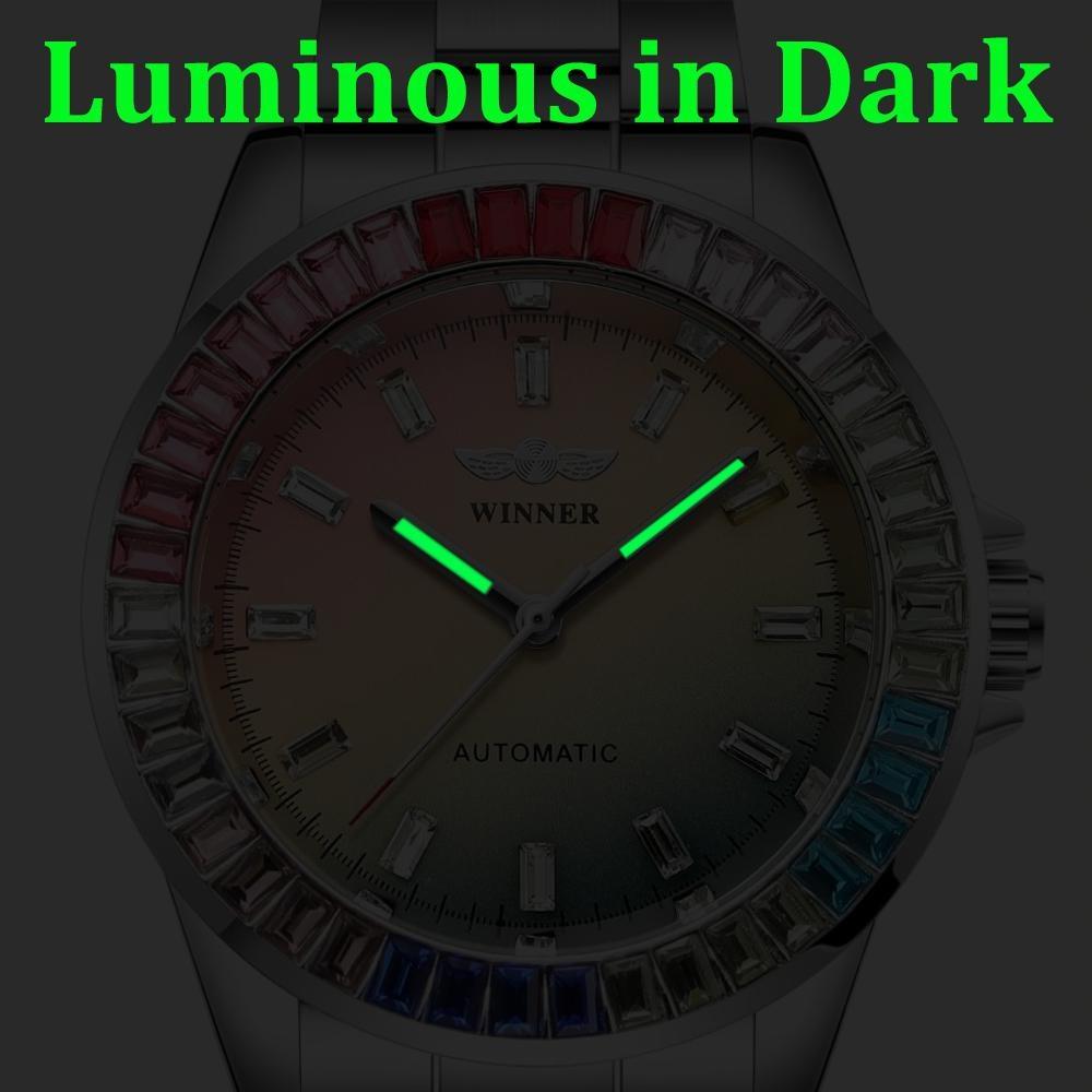 Модные цветные бриллиантовые часы для мужчин, полностью автоматические механические часы, стальной ремешок для мужских наручных часов, модный циферблат с рисунком в технике тай-дай