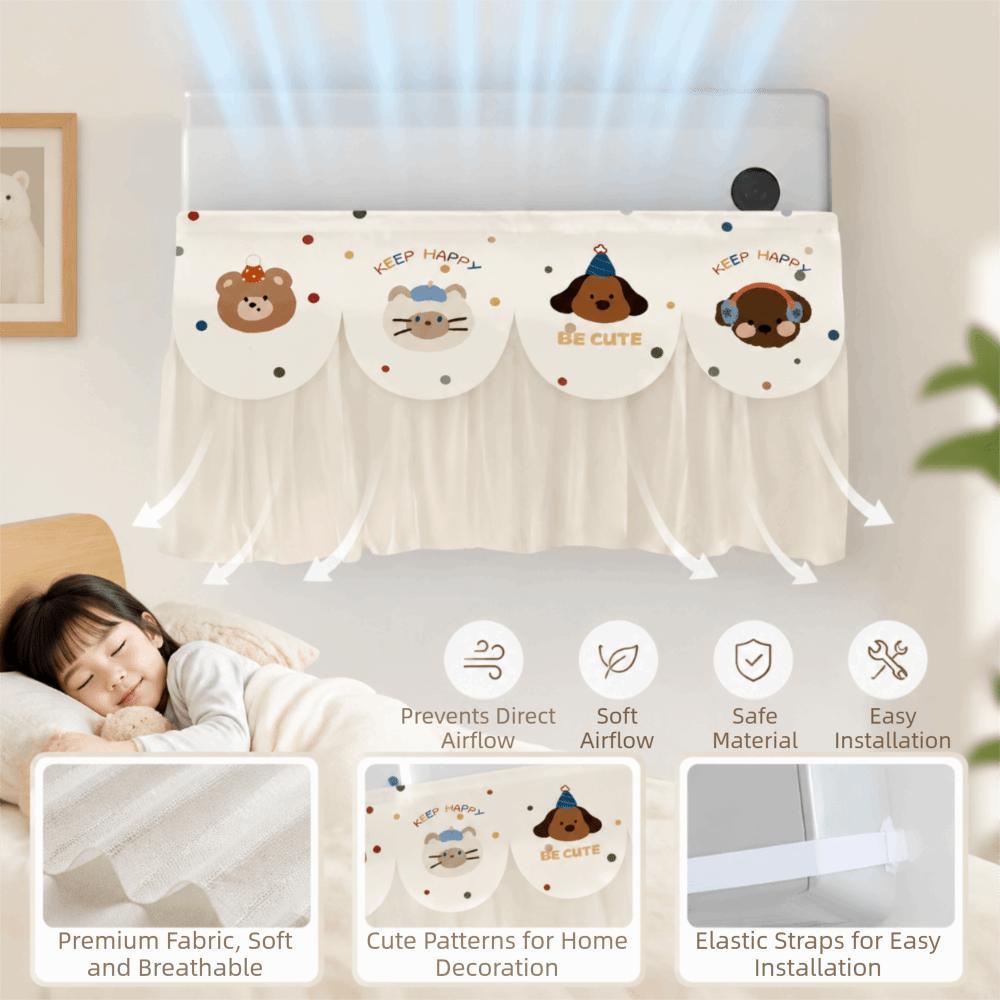Cute Air Conditioner Guide Curtain Adhesive Cartoon Air Conditioning Baffle Office Use