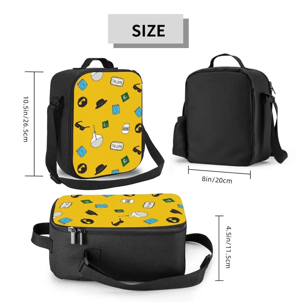Breaking Bad Thermal Insulated Lunch Bag Women Heisenberg Tv Show Portable Lunch Tote for Outdoor Travel Bento Food Box