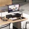 Dual Monitor Stand Riser with 2 Drawers, Adjustable Length and Angle, 116cm Monitor Riser for Laptop, Computer, PC, Small Printer, Black