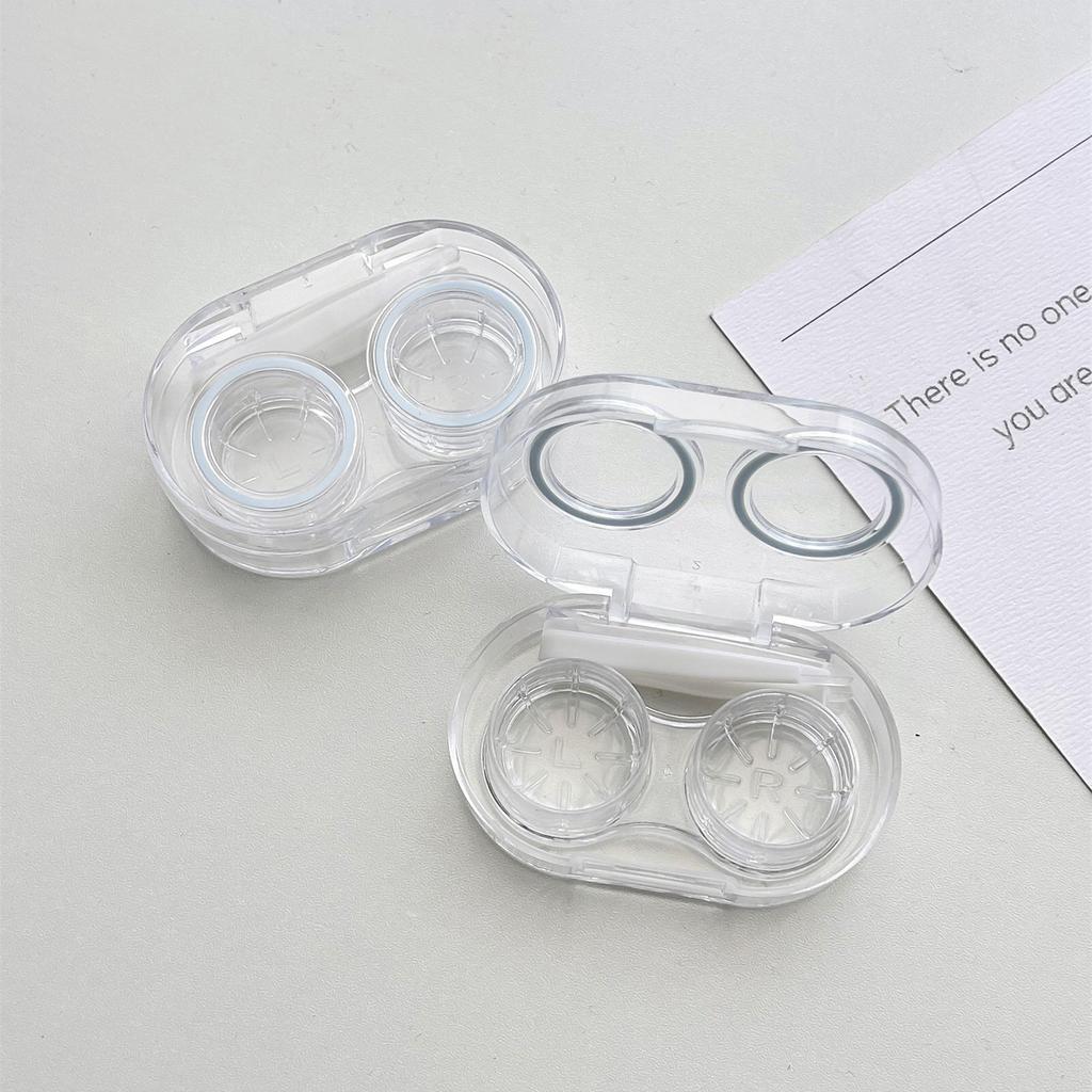 Women Clear Beauty Pupil Storage Box Travel Eye Care Container Contact Lens Cases Pink Transparent Colored Contact Lens Case