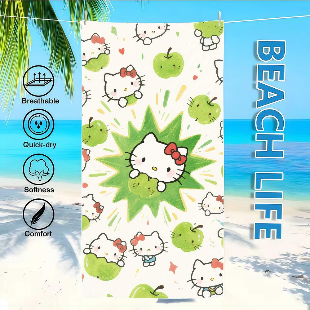 Towel Apple Green K-KittyS-ES Textile H-HelloS-ES Bathrobe Beach Quick-Drying Lightweight Portable Camping Swim SRO Pool Travel