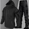 Водонепроницаемые комплекты курток Мужской тренировочный костюм Верхняя одежда для работы на открытом воздухе Комплект куртки с капюшоном и брюк