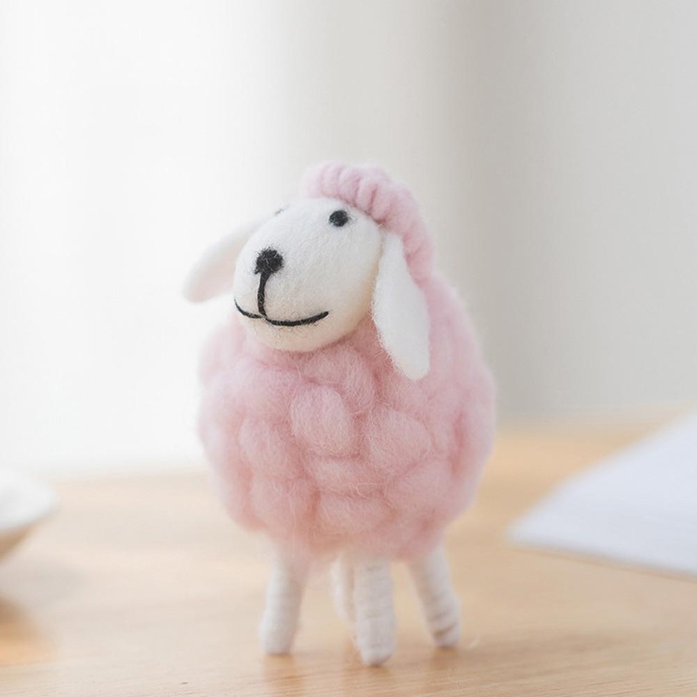 Wool Holiday Christmas Felt Sheep Figurines Party Supplies Statue Miniature Home Decoration