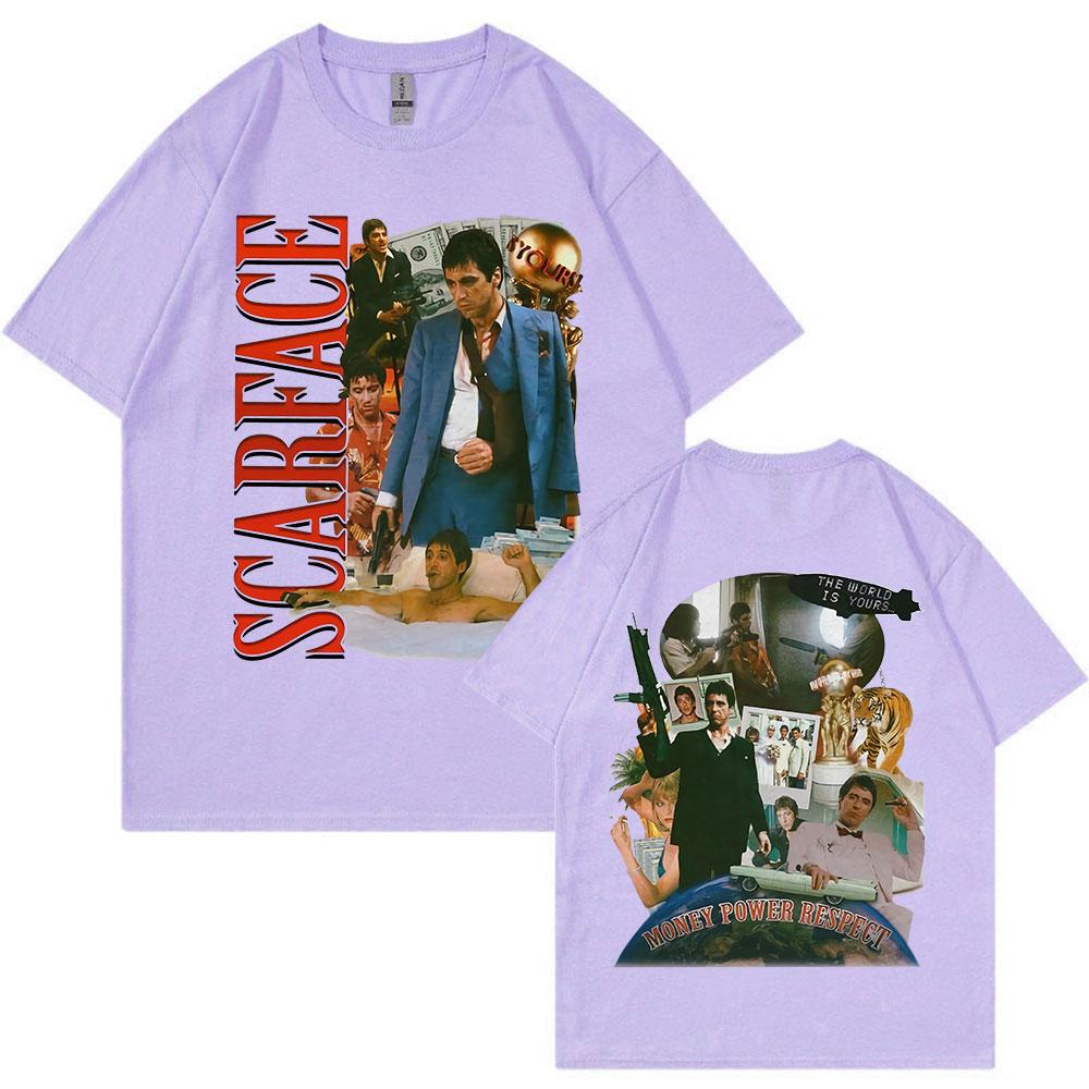 Винтажная футболка 90-х годов «Лицо со шрамом» из фильма Аль Пачино, Тони Монтана, двусторонние футболки с графическим принтом, большие футболки в стиле хип-хоп, панк, уличная одежда