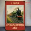 Жестяная табличка Паровоз LNER Flying Scotsman - Металлическое настенное искусство из состаренного железа с яркими цветами, Ретро декор для дома, бара, кафе,