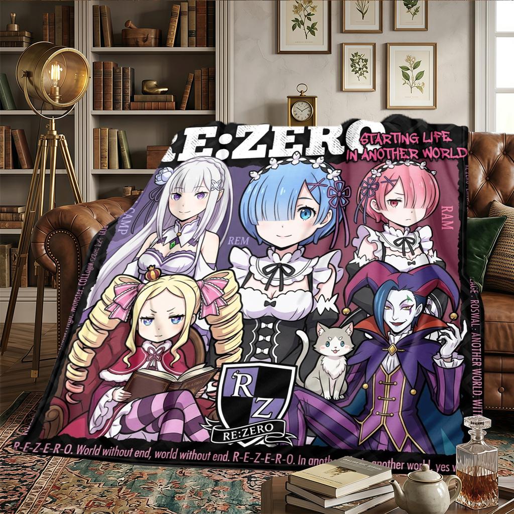 Re Zero Starting Life in Another World Flannel Blanket Printed Warm Comfortable, For Bedrooms,Sofas, Beds, Chairs, Picnics -HE44