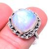Natural Rainbow Moon Stone Gemstone 925 Solid Sterling Silver Ring Size 8.5 W6H19