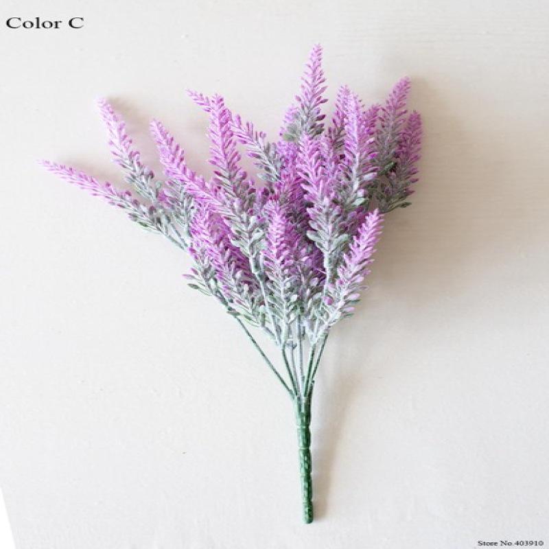 25 Heads Bouquet Romantic Artificial Flower Purple Lavender Bouquet With Green Leaves Home Decor