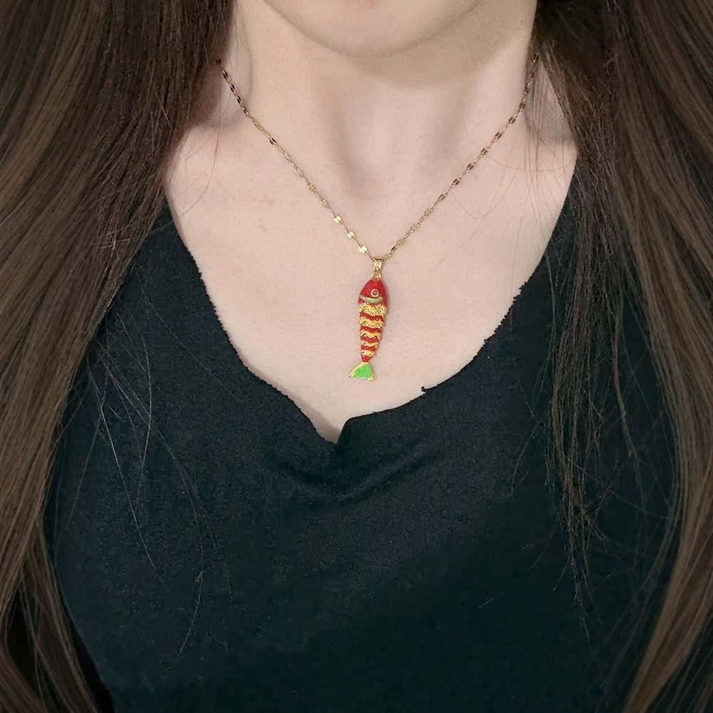 3D Brass Colorful Small Koi Carp Drip Oil Fish Funny Plated Enamel Fish Charms Bracelet