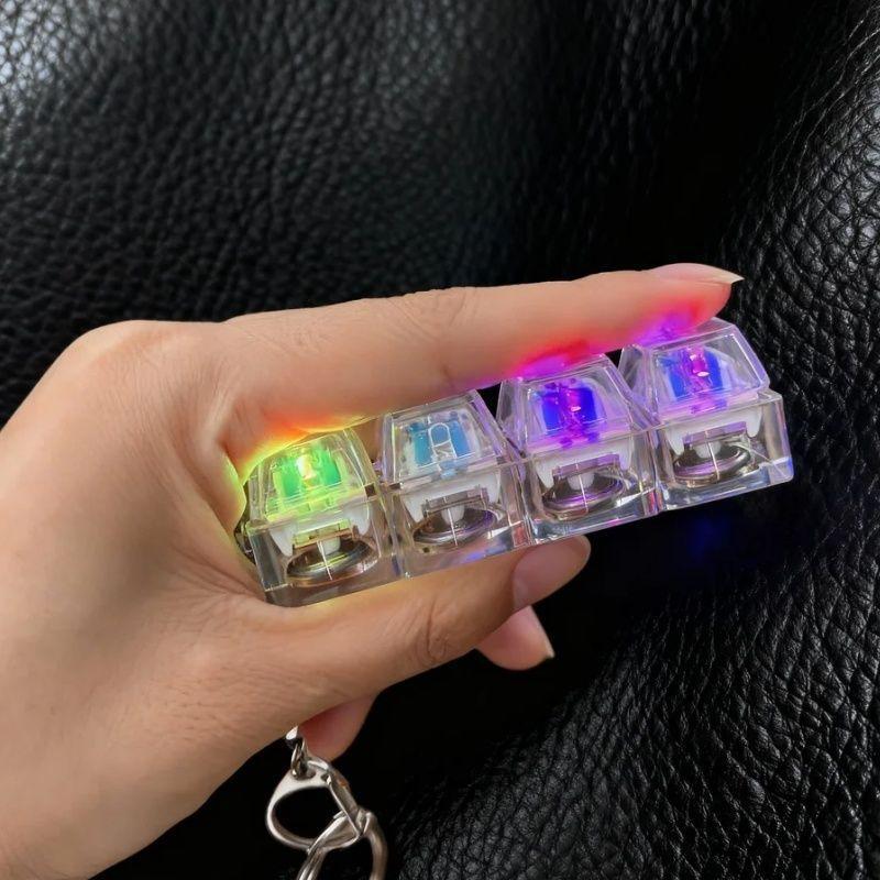 4/9Keys Glowing Mechanical Keyboard Keychain For Bags Luminous Anti Stress Keyboard Keychains Party Favors Birthday Gifts