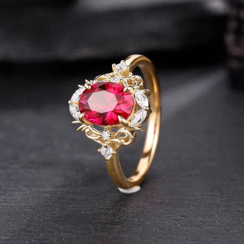 Popular pigeon blood ruby ring fashion accessory ins hot selling RUBBY RING