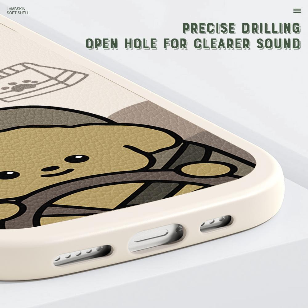 Slim Skin Feeling Cute Brown Dog Soft Silicone PU Leather Cover Phone Case for iPhone Samsung Huawei Honor Xiaomi Redmi OPPO Realme Vivo