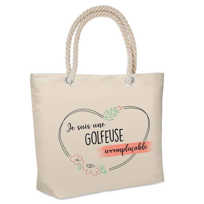 Sac de plage - PLANETEE - Golfeuse Irremplaçable - Isotherme - Coton beige - Grande contenance