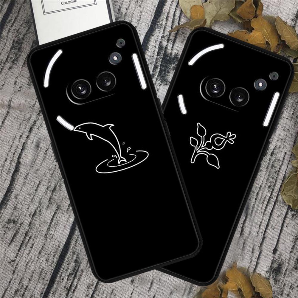 Чехол-бампер Nothing Phone 2A, светящийся в темноте, из мягкого черного ТПУ, с простым дизайном в виде линии