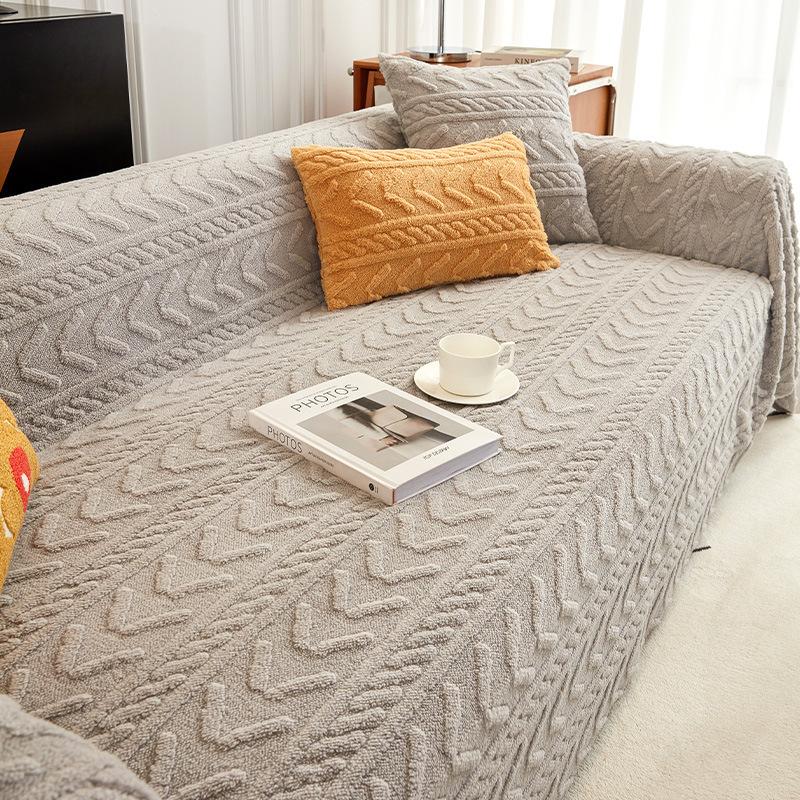INS Style Cream Color Universal All-Inclusive Sofa Towel Winter Plush Sofa Cover Simple Modern Sofa Cover Cover Cloth