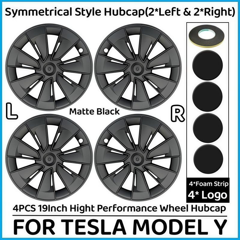 4PCS 19 Inch Wheel Caps For Tesla Model Y 2018-2024Wheel Cover Performance Replacement Wheel Hub Cap Full Rim Cover Accessories
