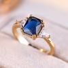Очаровательные кольца золотого цвета с квадратным синим и белым камнем для женщин, классический дизайн, аксессуары для свадебной вечеринки, подарок