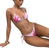New European and American style sexy lily printed bikini swimsuit two-piece swimsuit set