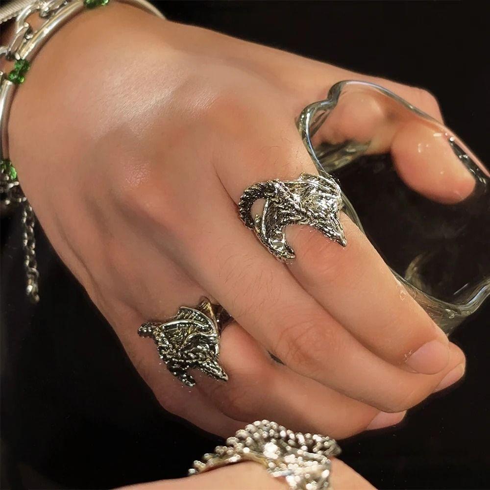 Adjustable Pterosaur Wings Ring Punk Style Black Dragon Rings Exquisite Dragon Rings Party Gifts