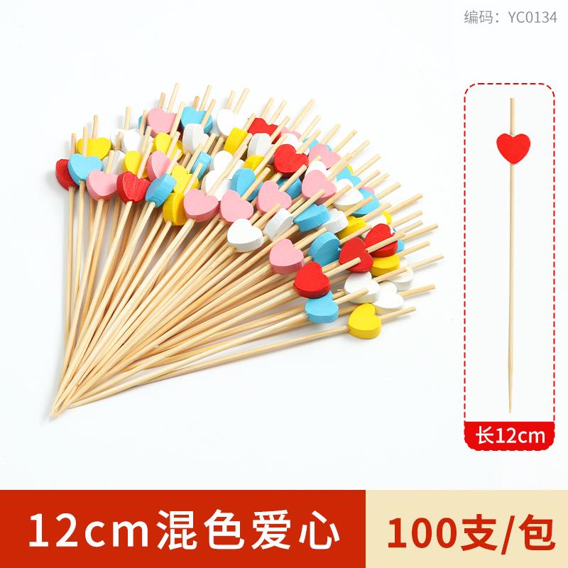 100pcs Disposable Fruit Stick Creative Art Bamboo Stick Cocktail Dessert Burger Decor Disposable Toothpick Home Store Supplies