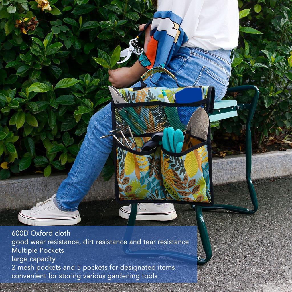 Garden Tool Storage Bag 600D Oxford Cloth Foldable Portable Gardening with Multiple Pockets for Outdoor Garden