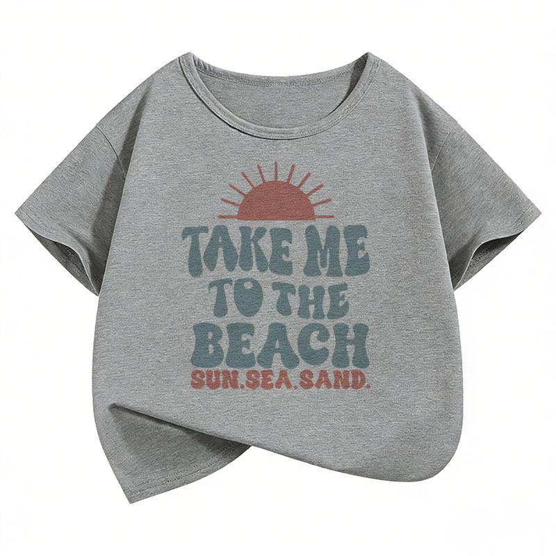 Take Me To The Beach Sun Design T Shirts Printed Y2k Kids Childrens Tshirt Boys Girls Summer Spring Casual Top Tee Shirt