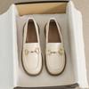 Thick Soled Loafers Women's Round Toe Slip-on Soft Sole Single Shoes British Style Small Leather Shoes