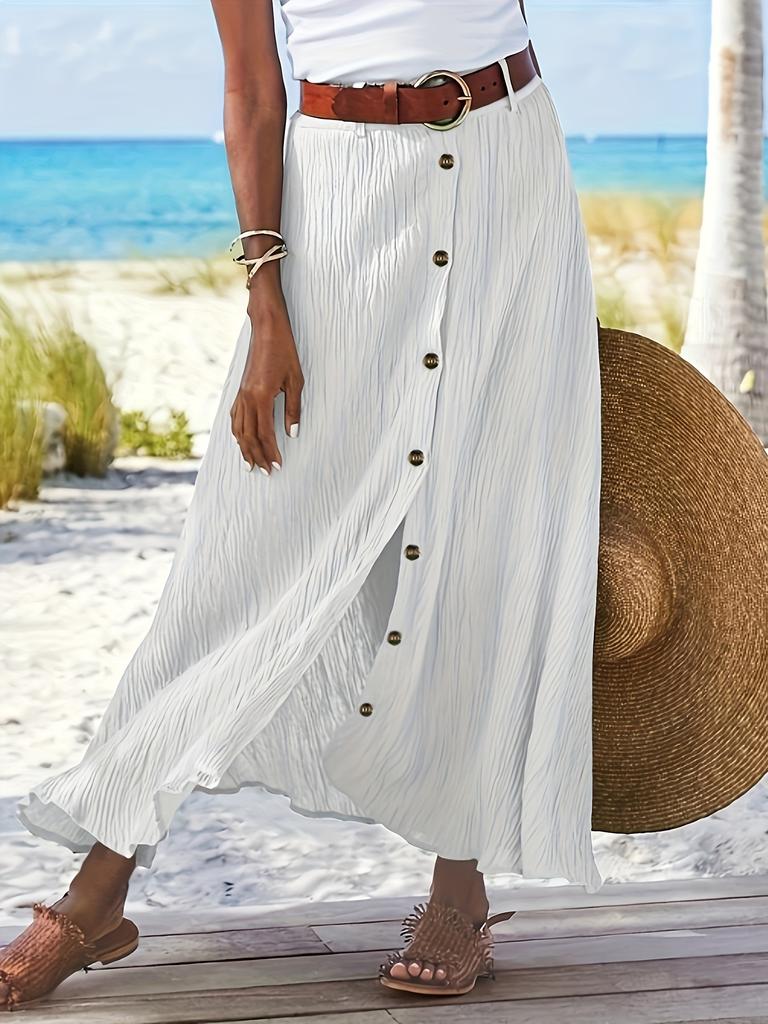 Юбка-трапеция, элегантная однотонная юбка с высокой талией для весны и лета, женская одежда