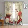 Paris Vintage Poster Tulle Sheer Window Curtains For Living Room The Bedroom Modern Chiffon Voile Organza Curtains Decor Drapes