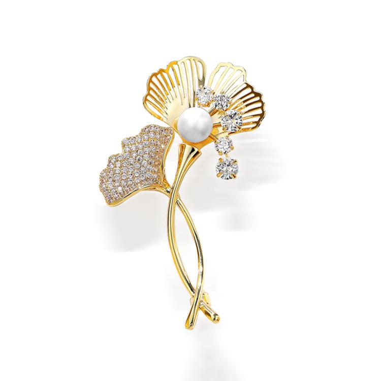 Small Fragrance Classic Double C Letter Pearl Brooch