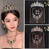 Роскошная тиара, серьги, ожерелье, блестящие стразы, свадебная корона, кристальный головной убор, свадебное