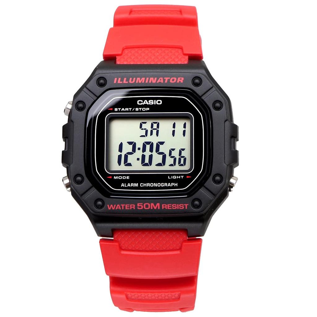 Casio Стандартные цифровые часы W-218H-4BV унисекс красные дешевые импортные модели Casio