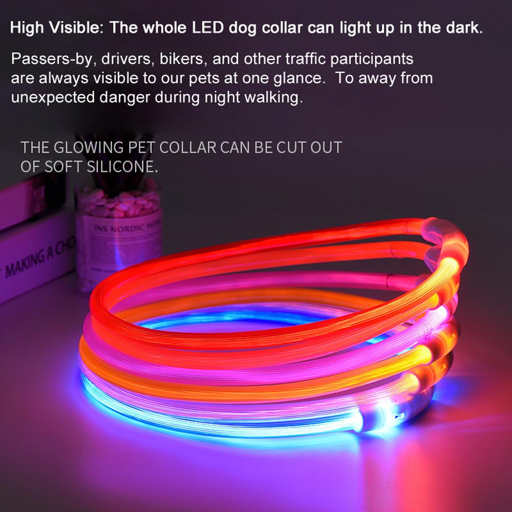 Светодиодный ошейник для собак с перезаряжаемой USB-вспышкой, ожерелье для собак, светильник из ПВХ, ошейник для безопасности домашних животных для большого и среднего размера