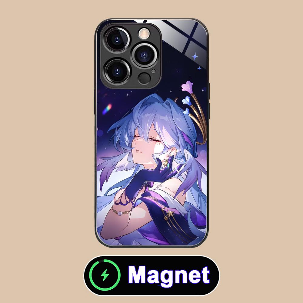HSR Robin Стеклянный чехол для мобильного телефона MagSafe для iPhone 17 16 15 14 13 12 11 Air Pro Max Plus Mini Цветной чехол