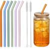 10 Pcs Reble Bent Glass Drinking Straws,9''x10 mm Colorful Glass Straws for Beverages, Shakes, Milk Tea, Juices,Set of 10 Bent with 2 Cleaning