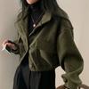 Осенне-зимнее свободное шерстяное пальто для женщин, с карманами, воротником-стойкой, длинными рукавами и застежкой на пуговицы, шерстяное пальто в гонконгском стиле