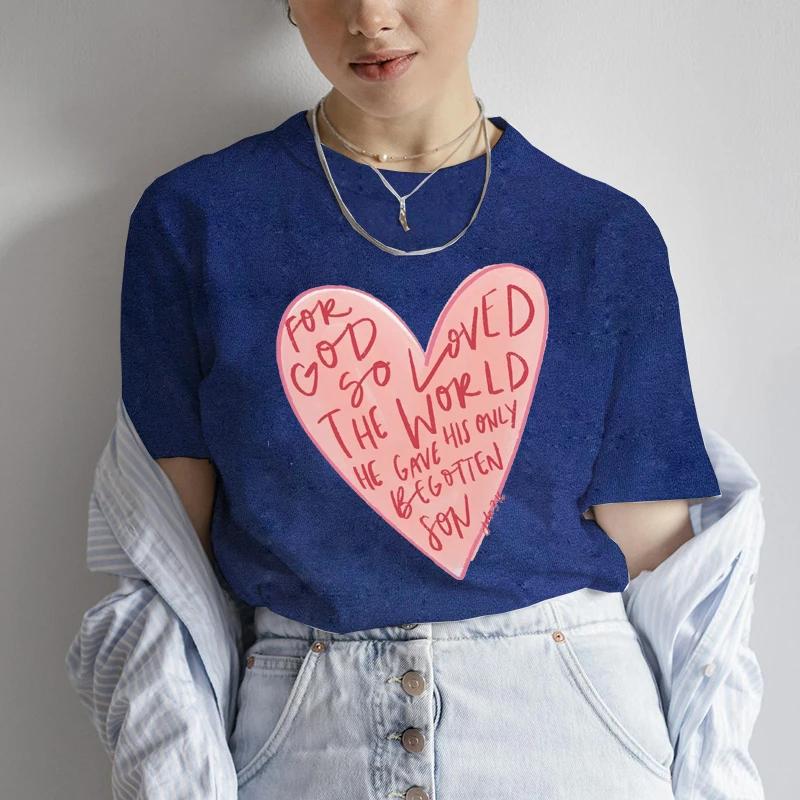 Bible Verse Shirts for Unisex Clothing 2024 Christian for God So Loved The World Unisexs Tshirts Short Sleeve Tshirts Jesus Tops