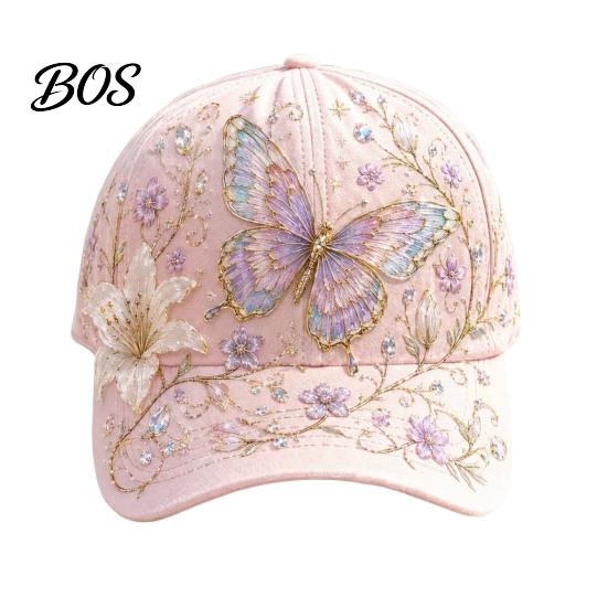 Summer Hat Baseball Cap for Women, Embroidery Flower Bird Pattern Hat, Lightweight Breathable Adjustable Fit Gardening Sun Spring Outdoors